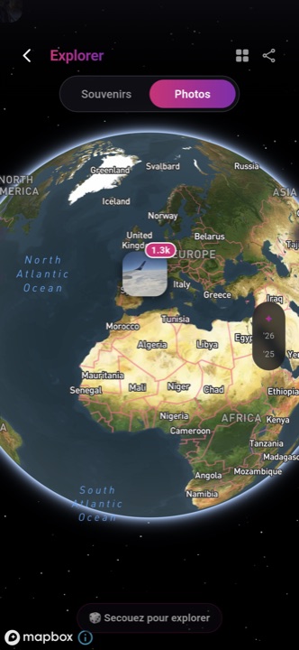 3D globe of memories in Relivio